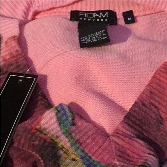 Vtg HSN Roam New York Pink Floral Top Size M Vintage New - Picture 6 of 9